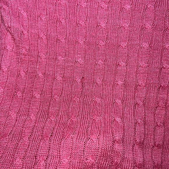 J.Crew Sweater Women’s Size M Pink Cable Knit Linen V Neck Pullover Long Sleeve - Picture 12 of 14